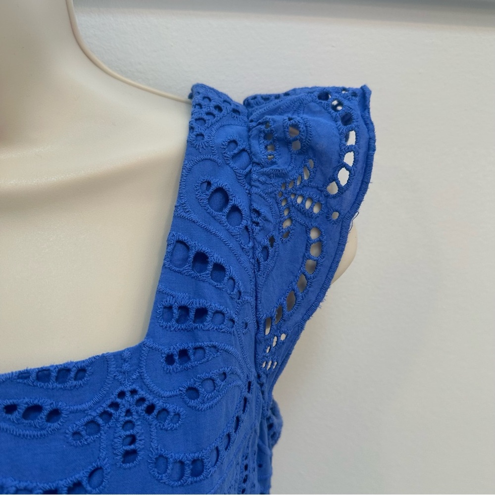 Talbots size 2p blue eyelet dress - Picture 7 of 10